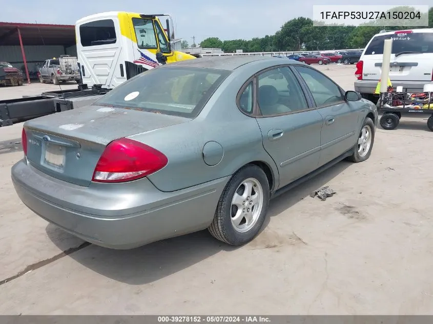 2007 Ford Taurus Se VIN: 1FAFP53U27A150204 Lot: 39278152