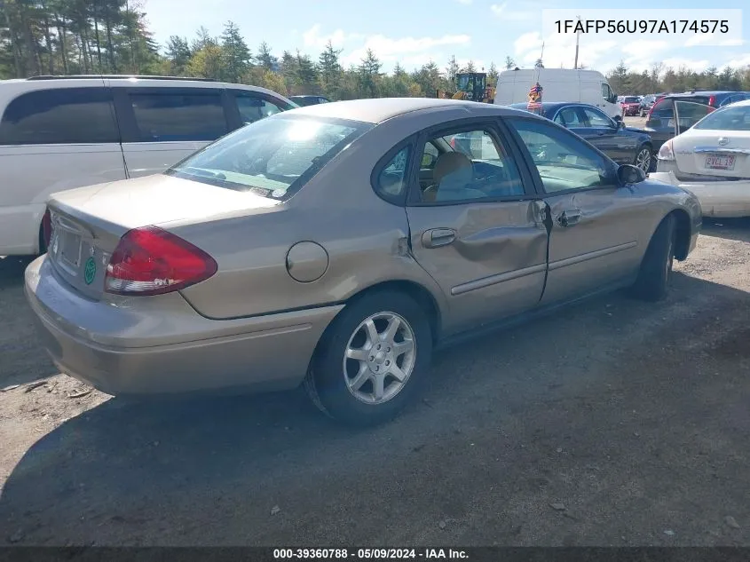 2007 Ford Taurus Sel VIN: 1FAFP56U97A174575 Lot: 39360788