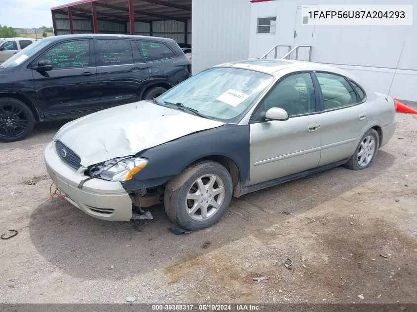 2007 Ford Taurus Sel VIN: 1FAFP56U87A204293 Lot: 39388317