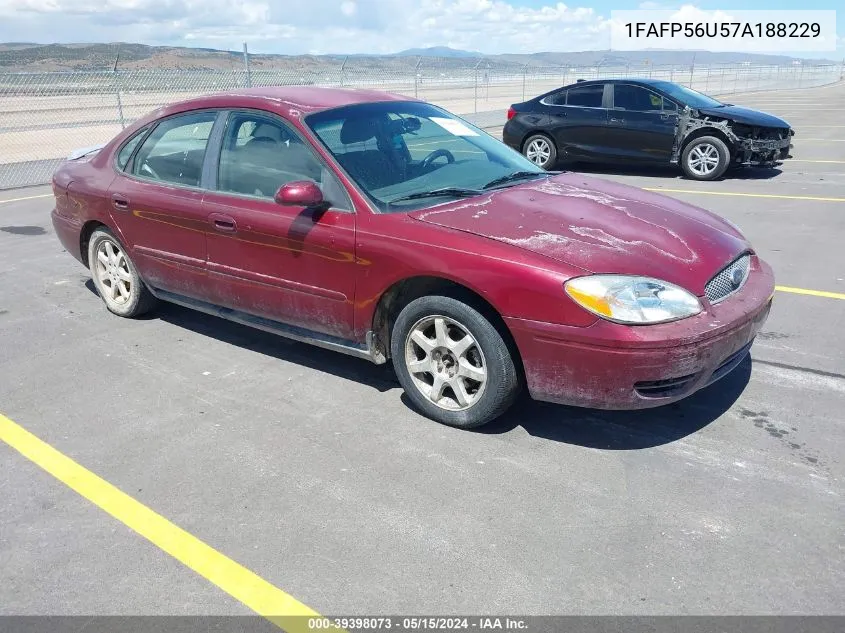 2007 Ford Taurus Sel VIN: 1FAFP56U57A188229 Lot: 39398073