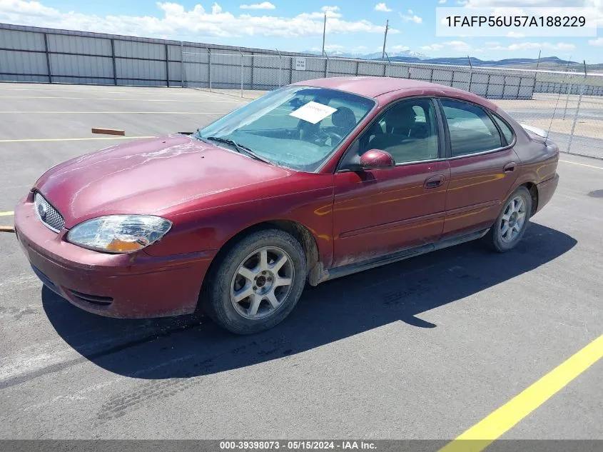 2007 Ford Taurus Sel VIN: 1FAFP56U57A188229 Lot: 39398073