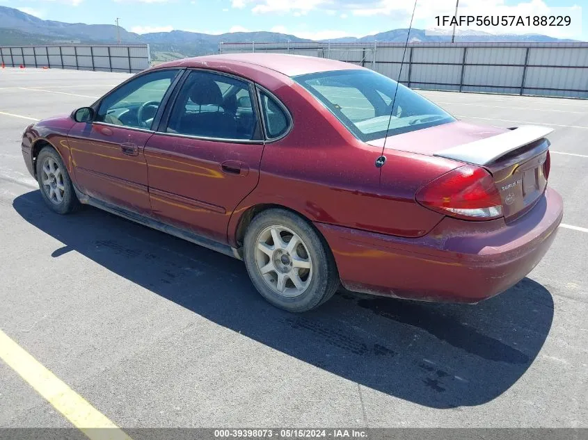 2007 Ford Taurus Sel VIN: 1FAFP56U57A188229 Lot: 39398073