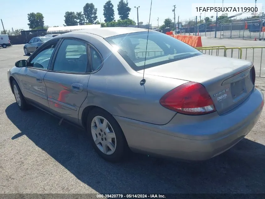 2007 Ford Taurus Se VIN: 1FAFP53UX7A119900 Lot: 39420779