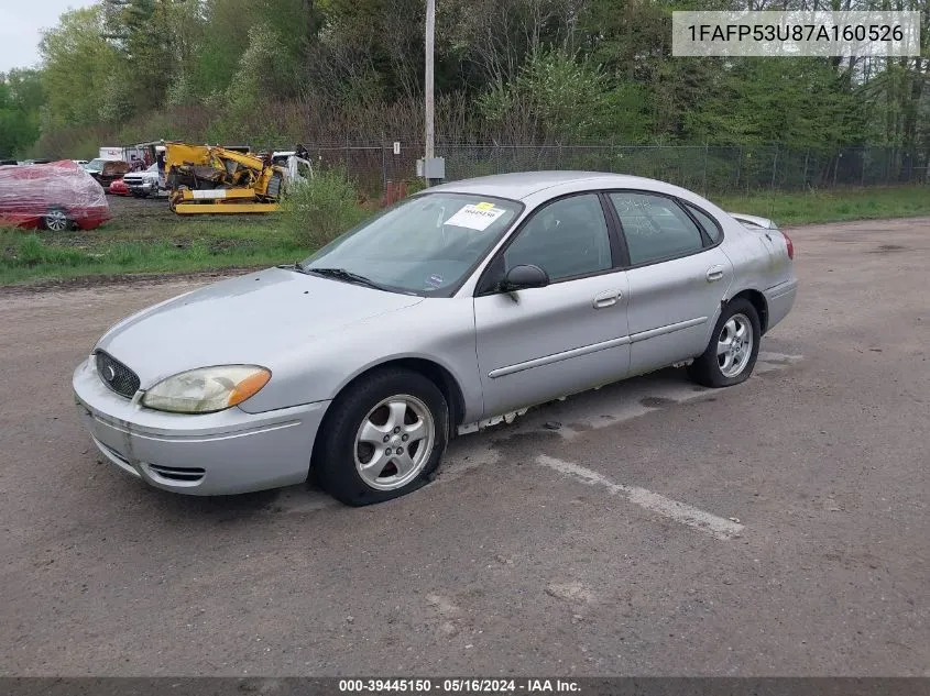 2007 Ford Taurus Se VIN: 1FAFP53U87A160526 Lot: 39445150