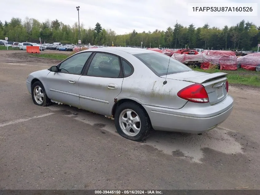 2007 Ford Taurus Se VIN: 1FAFP53U87A160526 Lot: 39445150