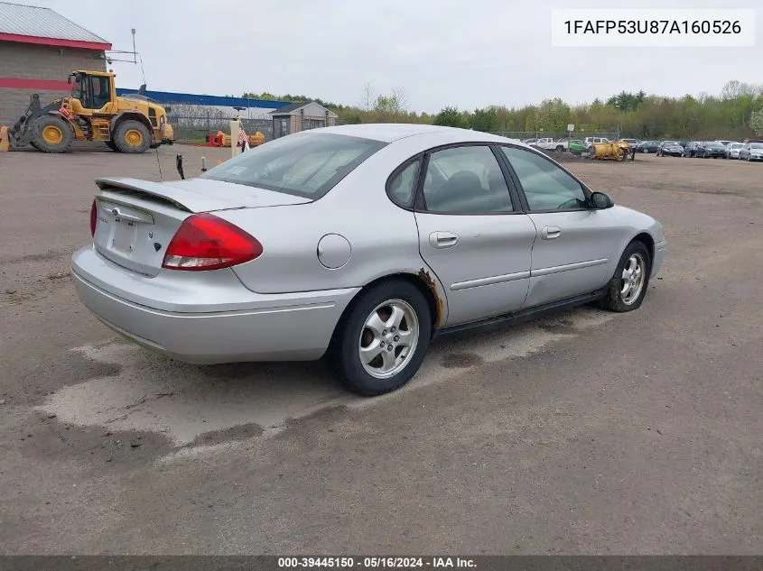 2007 Ford Taurus Se VIN: 1FAFP53U87A160526 Lot: 39445150