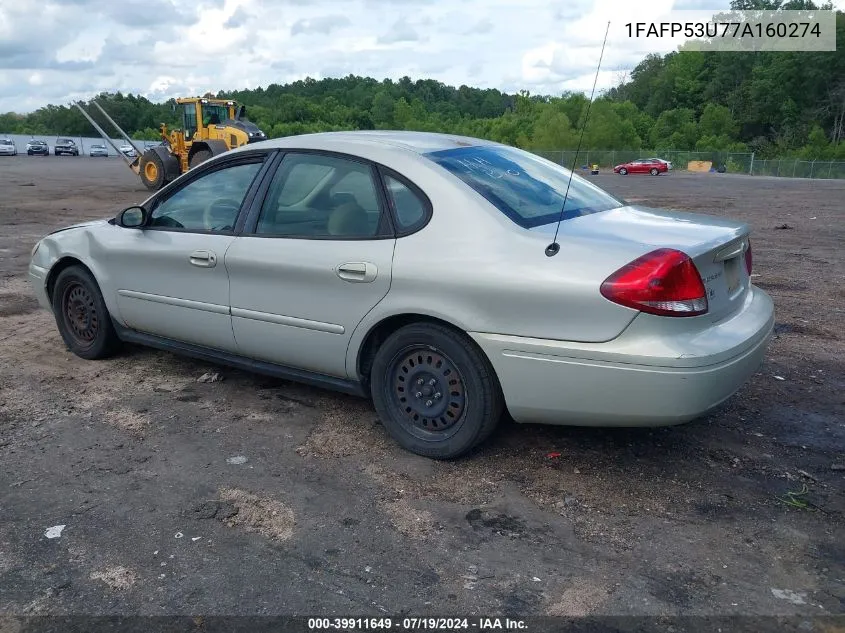 2007 Ford Taurus Se VIN: 1FAFP53U77A160274 Lot: 39911649