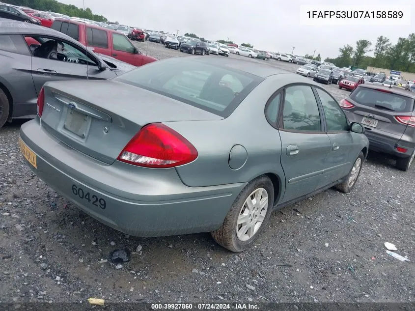 2007 Ford Taurus Se VIN: 1FAFP53U07A158589 Lot: 39927860