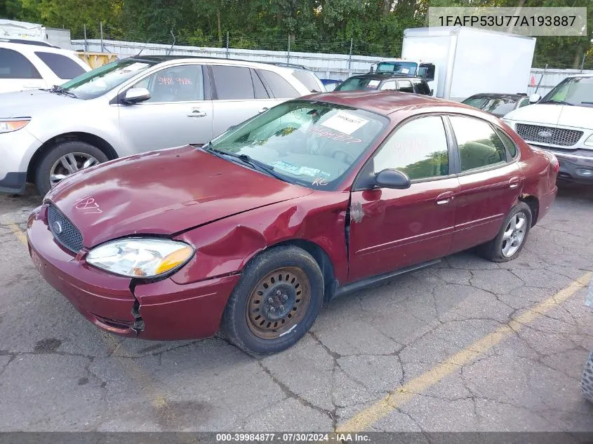 2007 Ford Taurus Se VIN: 1FAFP53U77A193887 Lot: 39984877