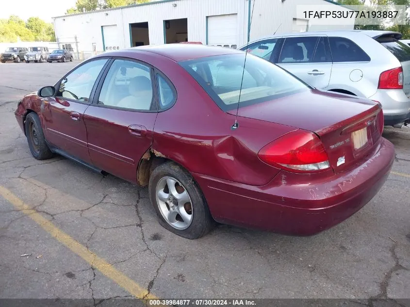 2007 Ford Taurus Se VIN: 1FAFP53U77A193887 Lot: 39984877