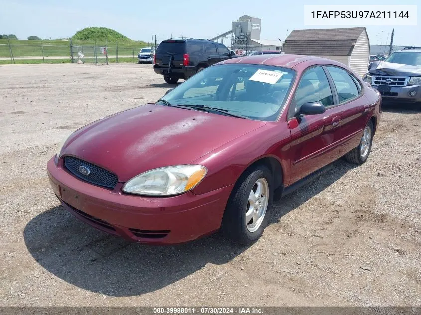 2007 Ford Taurus Se VIN: 1FAFP53U97A211144 Lot: 39988011