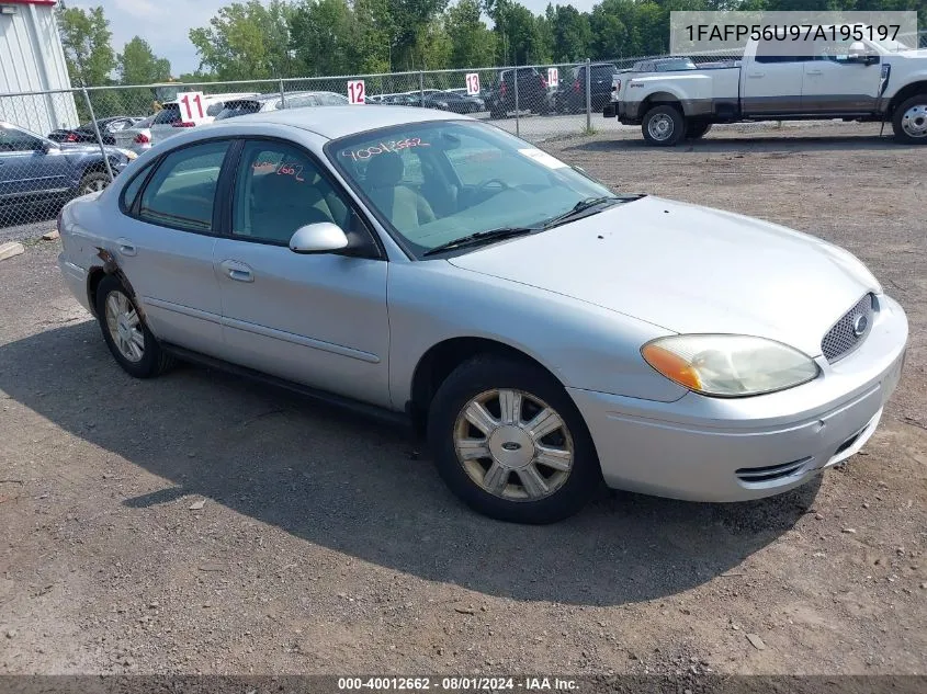 2007 Ford Taurus Sel VIN: 1FAFP56U97A195197 Lot: 40012662