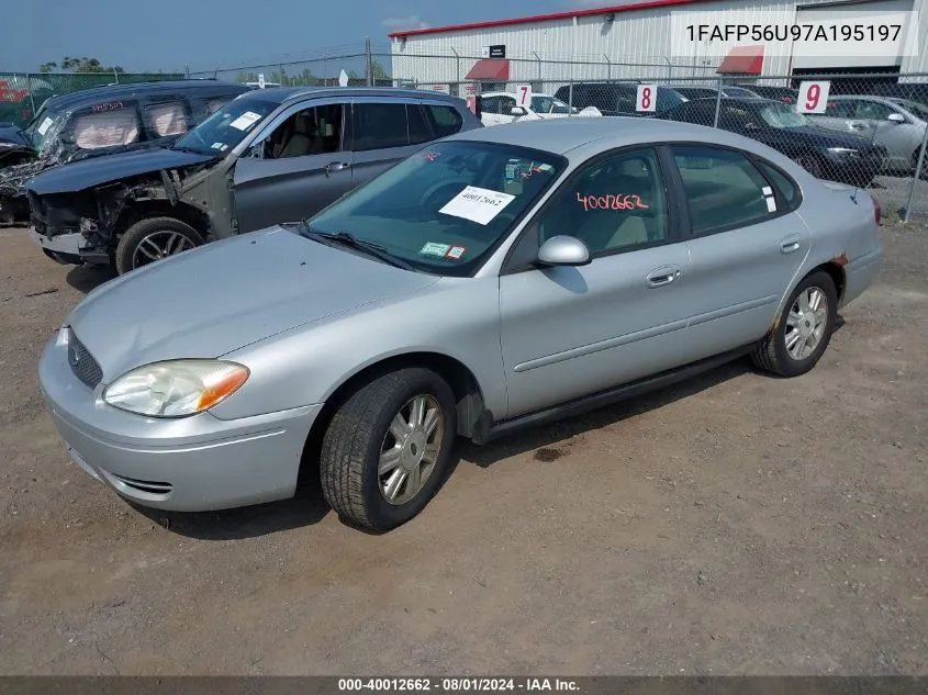 2007 Ford Taurus Sel VIN: 1FAFP56U97A195197 Lot: 40012662