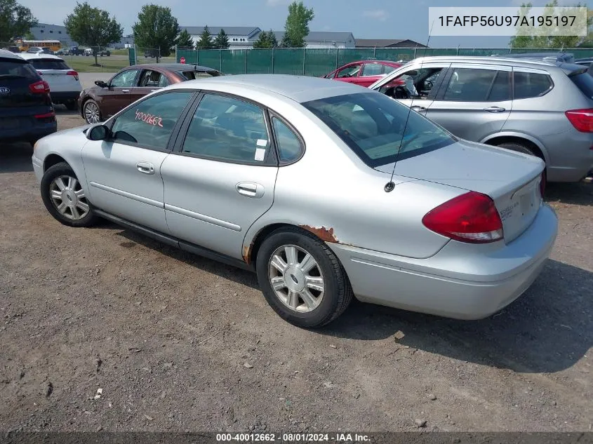 2007 Ford Taurus Sel VIN: 1FAFP56U97A195197 Lot: 40012662