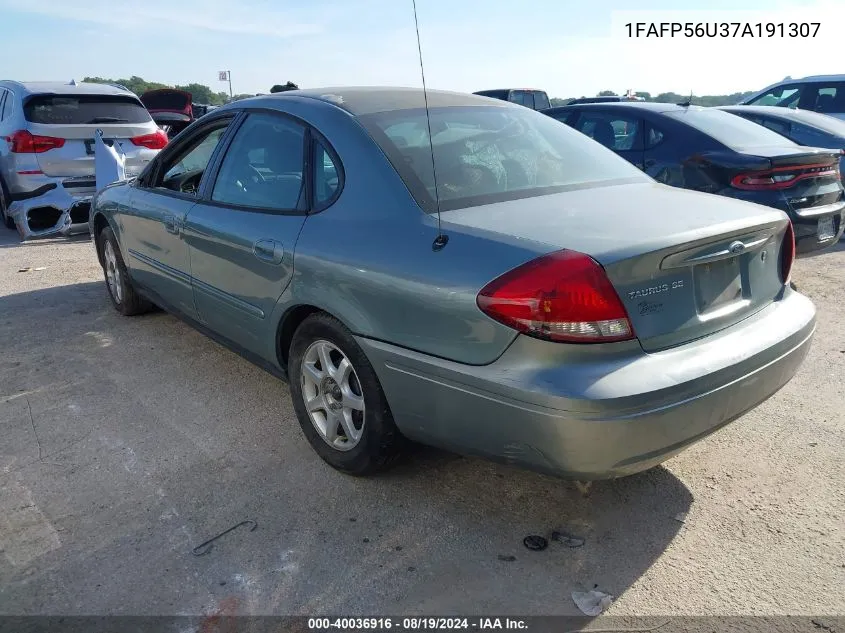 2007 Ford Taurus Sel VIN: 1FAFP56U37A191307 Lot: 40036916