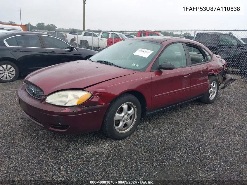 2007 Ford Taurus Se VIN: 1FAFP53U87A110838 Lot: 40083878