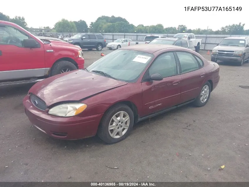 2007 Ford Taurus Se VIN: 1FAFP53U77A165149 Lot: 40136985