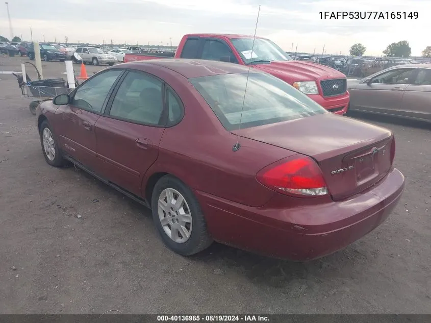 2007 Ford Taurus Se VIN: 1FAFP53U77A165149 Lot: 40136985