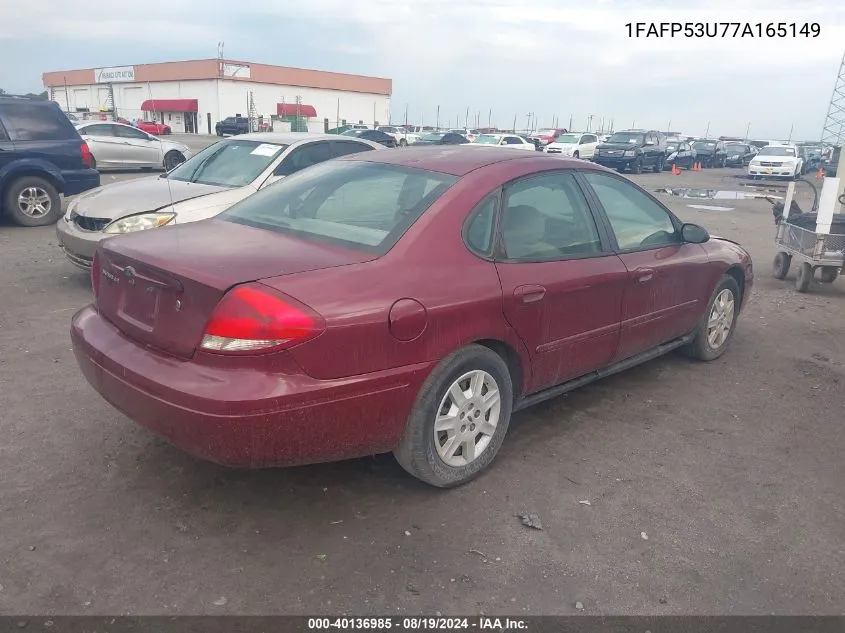 2007 Ford Taurus Se VIN: 1FAFP53U77A165149 Lot: 40136985