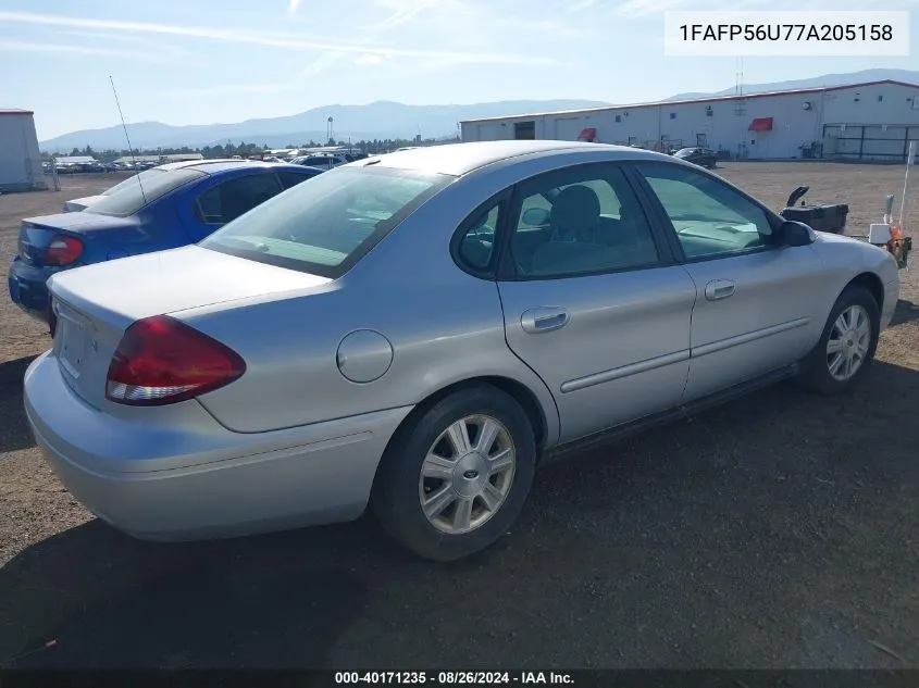 2007 Ford Taurus Sel VIN: 1FAFP56U77A205158 Lot: 40171235