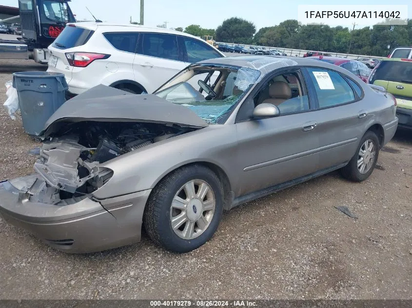 2007 Ford Taurus Sel VIN: 1FAFP56U47A114042 Lot: 40179279