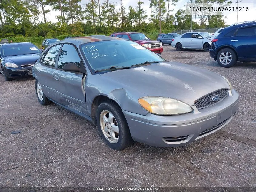 2007 Ford Taurus Se VIN: 1FAFP53U67A215216 Lot: 40197997