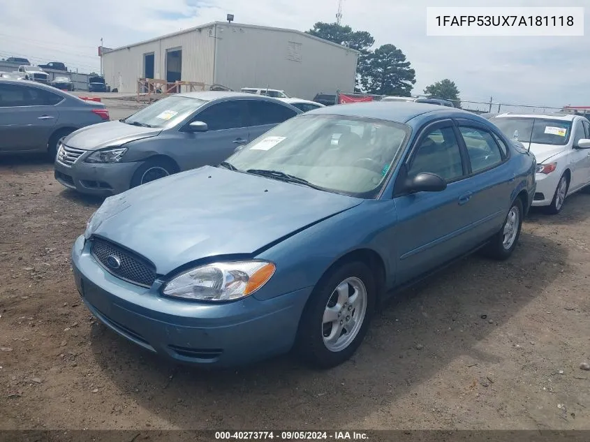 1FAFP53UX7A181118 2007 Ford Taurus Se