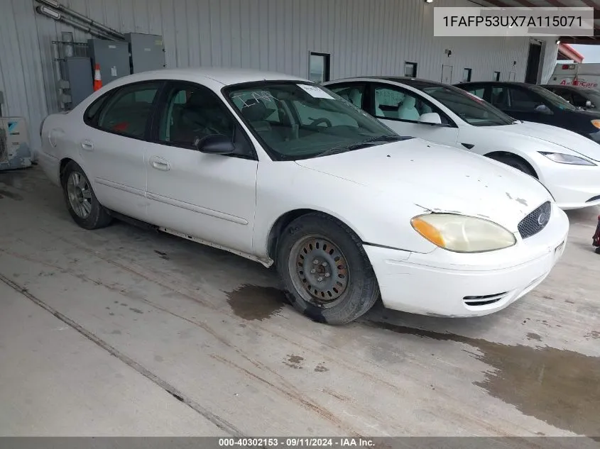 2007 Ford Taurus Se VIN: 1FAFP53UX7A115071 Lot: 40302153