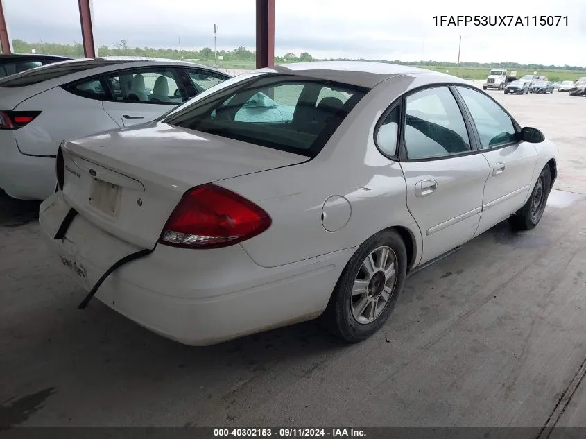 2007 Ford Taurus Se VIN: 1FAFP53UX7A115071 Lot: 40302153