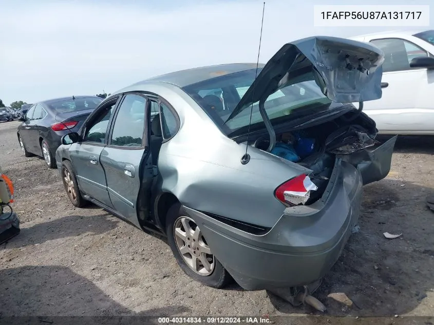 2007 Ford Taurus Sel VIN: 1FAFP56U87A131717 Lot: 40314834