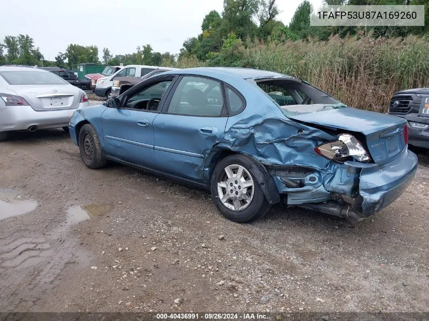 2007 Ford Taurus Se VIN: 1FAFP53U87A169260 Lot: 40436991