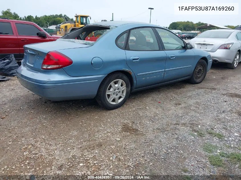 2007 Ford Taurus Se VIN: 1FAFP53U87A169260 Lot: 40436991