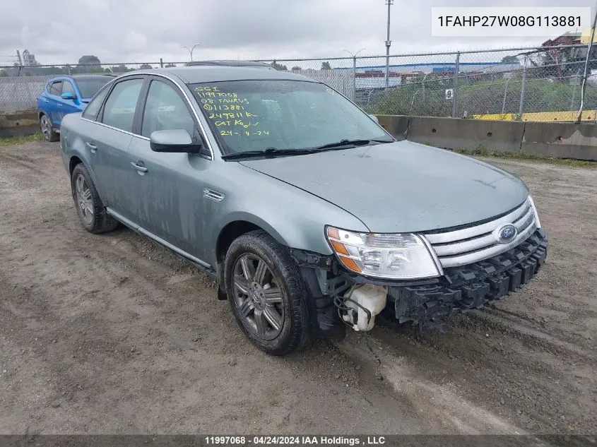 2008 Ford Taurus Sel VIN: 1FAHP27W08G113881 Lot: 11997068