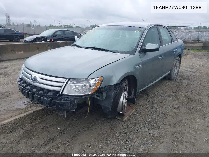 2008 Ford Taurus Sel VIN: 1FAHP27W08G113881 Lot: 11997068