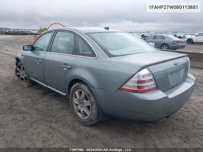 1FAHP27W08G113881 2008 Ford Taurus Sel