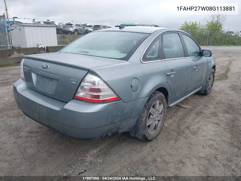 1FAHP27W08G113881 2008 Ford Taurus Sel