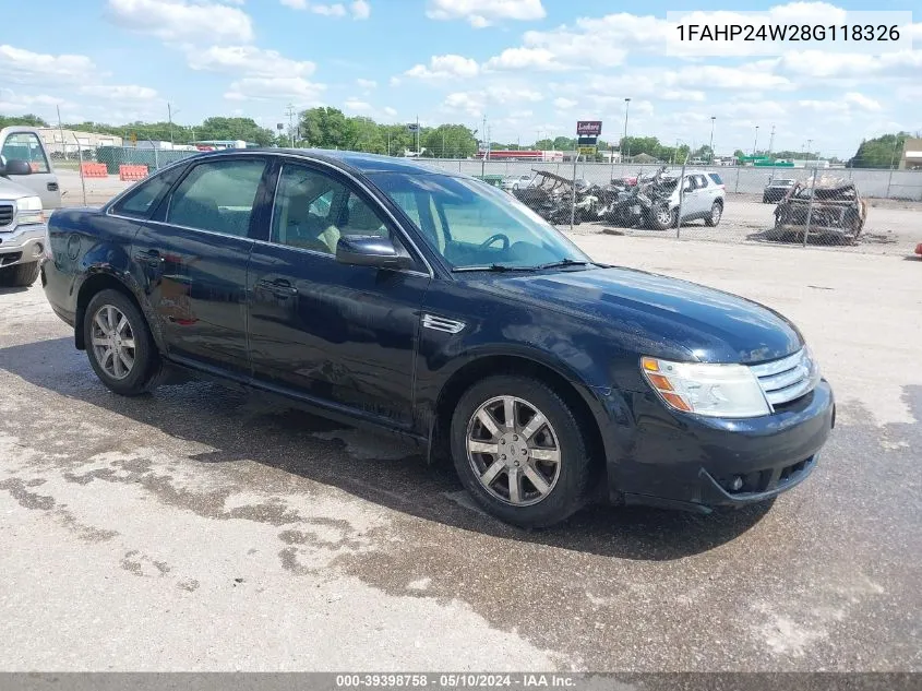 2008 Ford Taurus Sel VIN: 1FAHP24W28G118326 Lot: 39398758