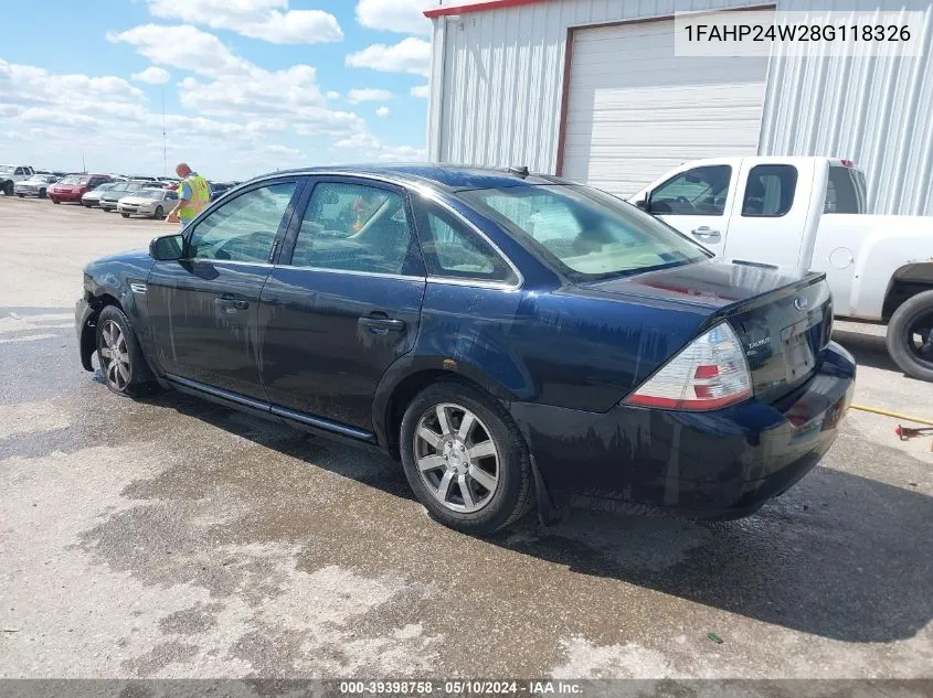 2008 Ford Taurus Sel VIN: 1FAHP24W28G118326 Lot: 39398758