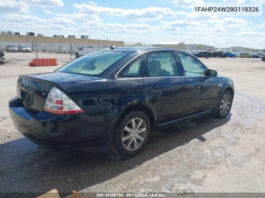 2008 Ford Taurus Sel VIN: 1FAHP24W28G118326 Lot: 39398758