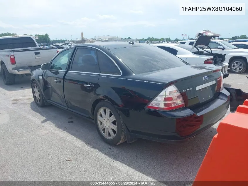 2008 Ford Taurus Limited VIN: 1FAHP25WX8G104060 Lot: 39444555