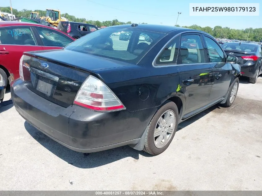 2008 Ford Taurus Limited VIN: 1FAHP25W98G179123 Lot: 40051257