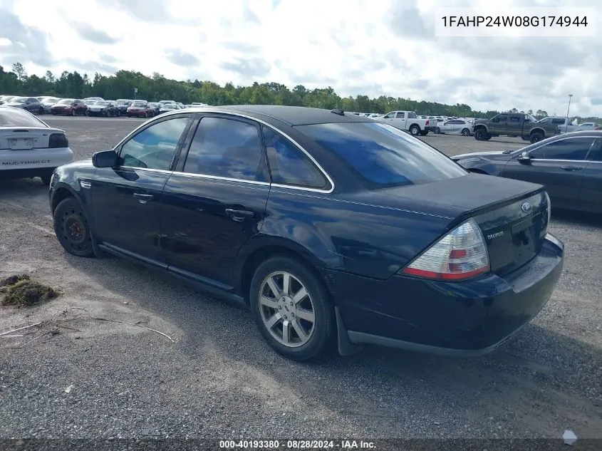 2008 Ford Taurus Sel VIN: 1FAHP24W08G174944 Lot: 40193380