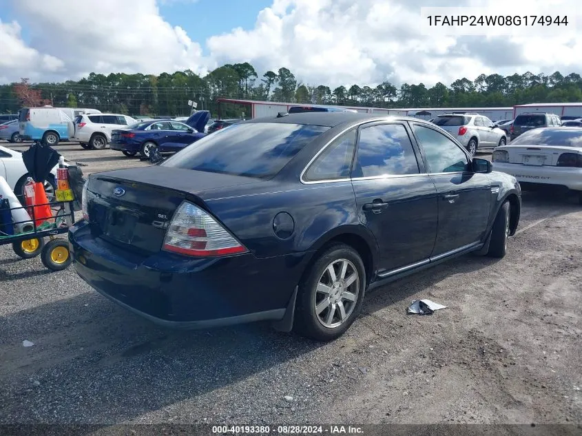 2008 Ford Taurus Sel VIN: 1FAHP24W08G174944 Lot: 40193380