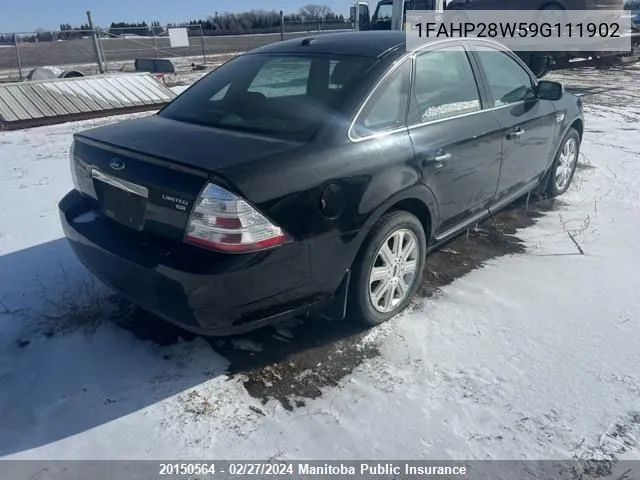 2009 Ford Taurus Limited VIN: 1FAHP28W59G111902 Lot: 20150564