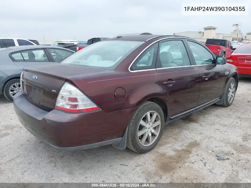 2009 Ford Taurus Sel VIN: 1FAHP24W39G104355 Lot: 39441526