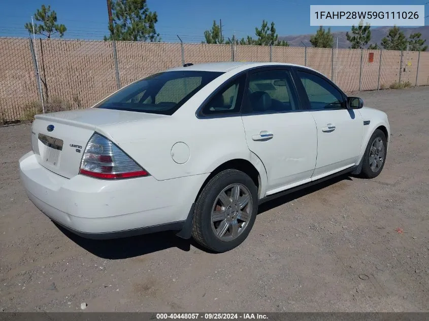 2009 Ford Taurus Limited VIN: 1FAHP28W59G111026 Lot: 40448057