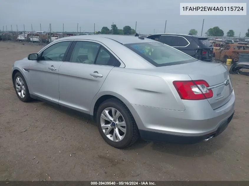 2010 Ford Taurus Sel VIN: 1FAHP2EW4AG115724 Lot: 39439540