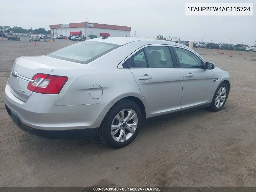 2010 Ford Taurus Sel VIN: 1FAHP2EW4AG115724 Lot: 39439540