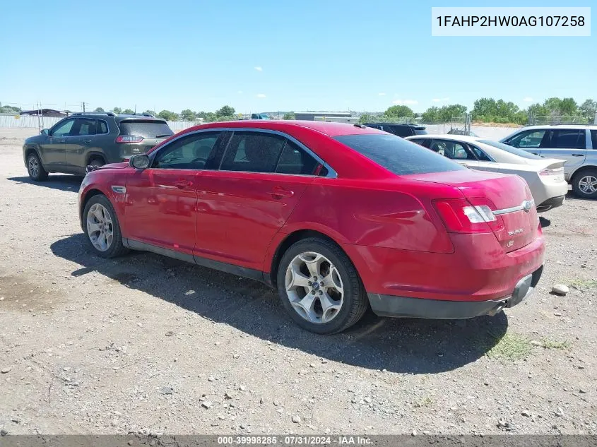 2010 Ford Taurus Sel VIN: 1FAHP2HW0AG107258 Lot: 39998285