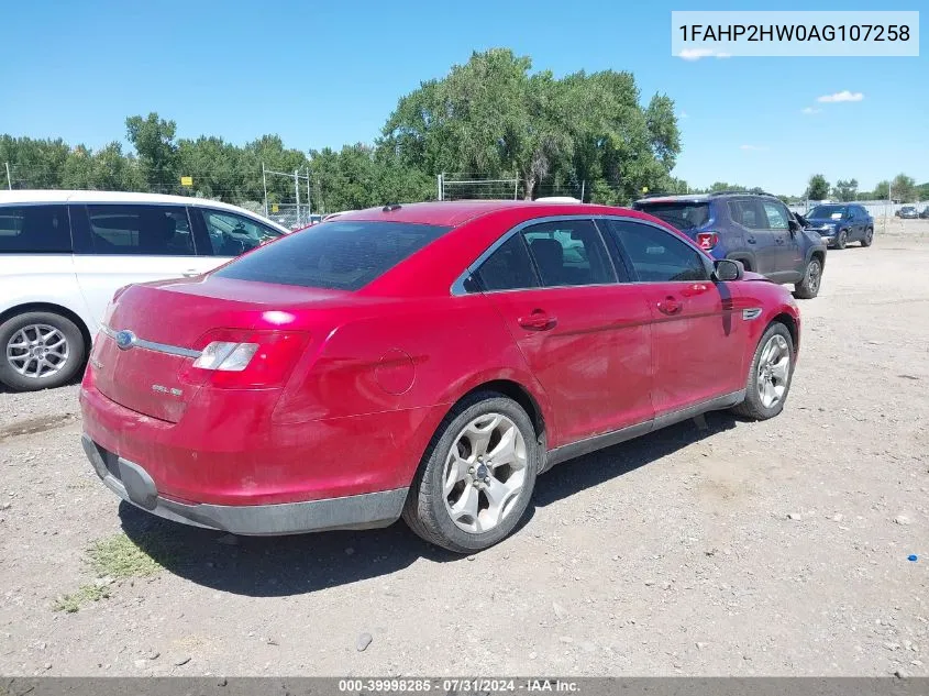 2010 Ford Taurus Sel VIN: 1FAHP2HW0AG107258 Lot: 39998285